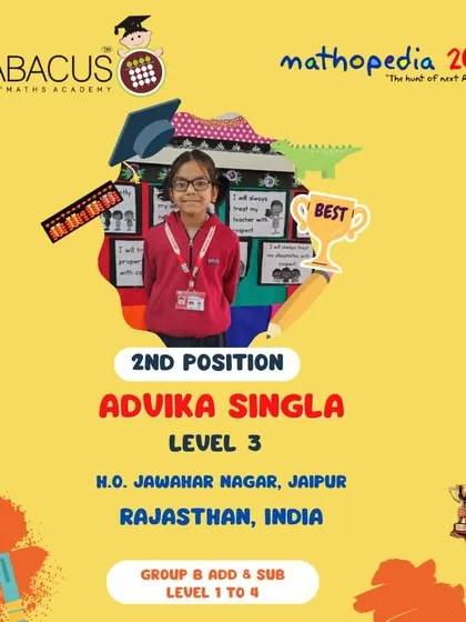 Advika Singla from our Jaipur head office, securing 2nd Position.