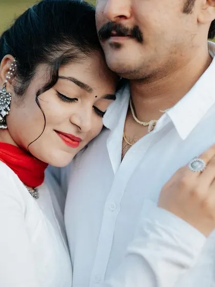 An intimate close-up showing a moment of peace and affection. We focus on capturing the quiet connection that speaks volumes about your relationship.