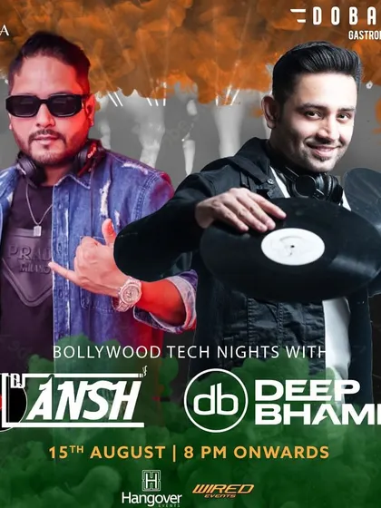 The poster for our Independence Day Bollywood Tech Night at Dobaraa, alongside DJ Deep Bhamra. The tricolor theme was everywhere.