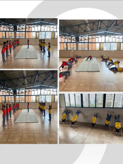 Grace, balance, and strength on display during a floor gymnastics session at Trinity International School. Our students shine on the mat, developing core strength and coordination.