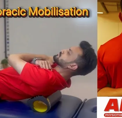 Thoracic mobilization using a foam roller is an effective way to release stiffness in the mid back. We guide clients on proper technique for self myofascial release to improve posture and reduce pain.