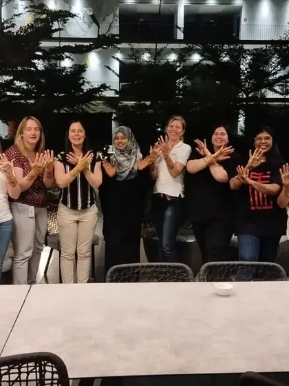 I had a wonderful time doing mehendi for this group of international guests. It was a great cultural exchange, and they loved getting their first henna designs.