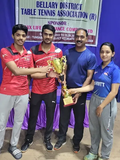 The BNM team celebrating their Team Champions victory at the state ranking tournament in Hospete.