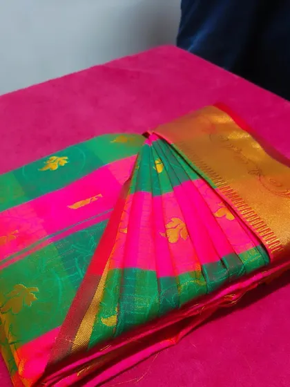 The compact and neat result of my box folding service. This method is excellent for organizing your wardrobe and protecting your precious sarees.