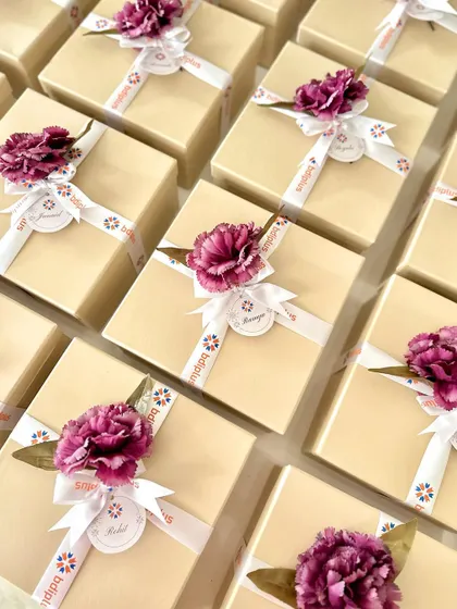 A large corporate order of 45 Diwali hampers for BDI Plus, beautifully wrapped and ready to spread festive cheer.