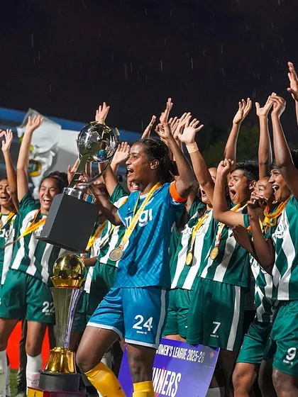 This is what pure joy and hard-earned victory look like. Our women's team captain lifts the trophy, surrounded by her teammates, embodying the spirit of unity and celebration that defines our club.