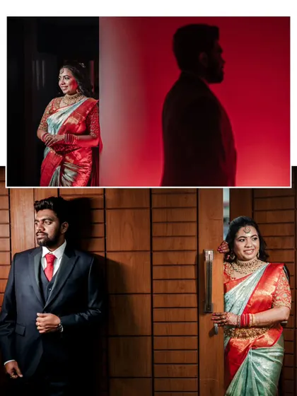 A duplicate of image 210, showcasing a couple's stylish reception portraits.