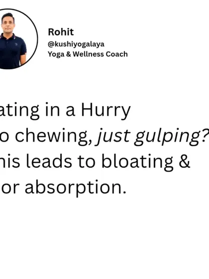 Eating in a hurry and gulping down food is a common mistake that leads to bloating and poor nutrient absorption. Mindful eating is crucial for good digestion.