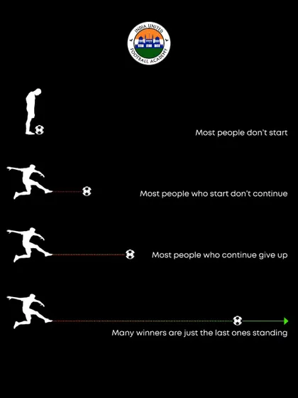 Winners are just the last ones standing. This motivational graphic illustrates the importance of perseverance, a key mental attribute we build in our players.
