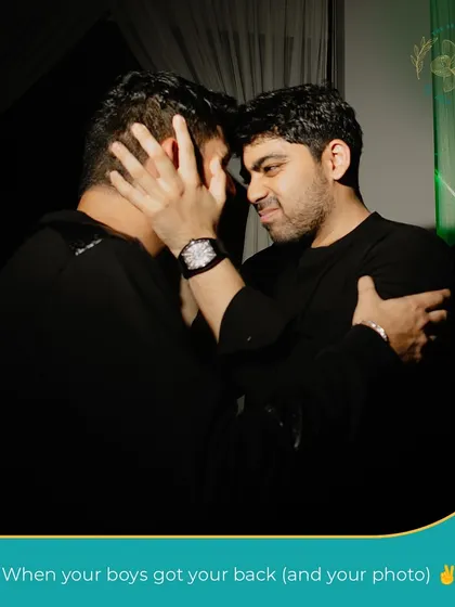 When your boys have your back. A candid moment of friendship and support between the groom and his groomsmen is a testament to the bonds that are celebrated at a wedding.