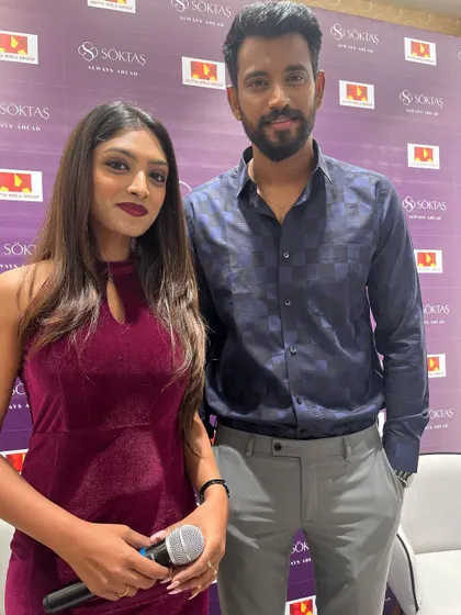 Hosting the grand launch of Soktas in Jayanagar alongside actor Darling Krishna and RJ Guru. Celebrity appearances add an extra layer of excitement to launch events.