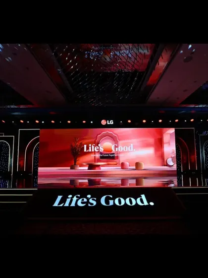 The stage is set for the LG Conference, with the 'Life's Good' motto prominently displayed. We managed the entire show, from the product unveiling to celebrity appearances, ensuring a cohesive brand experience.