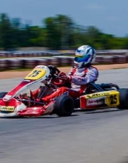 Rishon Magehalli in kart 25, on his way to a 2nd place finish in the Rotax Indian Championship. A strong recovery from 7th on the grid.