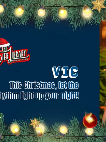 "This Christmas, let the rhythm light up your night!" A branded poster for my special visual set at The Bier Library.