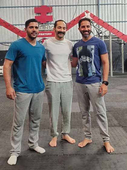 With the phenomenal actor Fahadh Faasil and my brother and Action Director, Chethan D'souza. Together, as CF Action Design, we handle everything from initial actor training to on-set action execution.