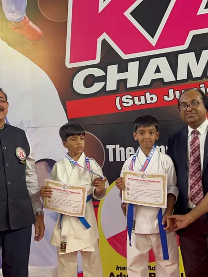 Our young athletes being awarded their medals at the championship event.