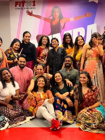 Another happy group picture from our Garba workshop. You can see the smiles and sense of accomplishment after learning a new routine.