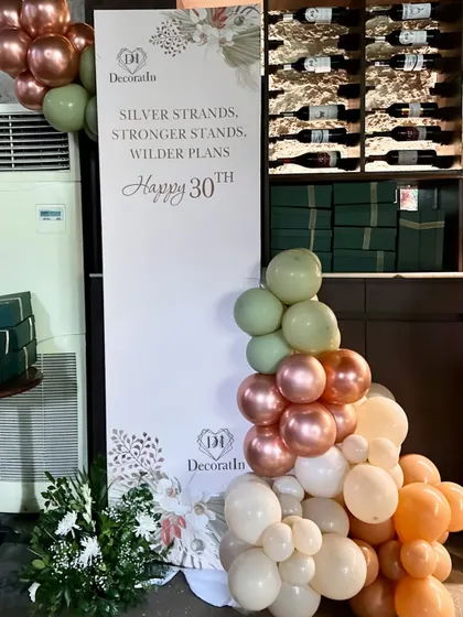A personalized welcome sign for a 30th birthday celebrated alongside the baby shower, showing our ability to combine milestones.