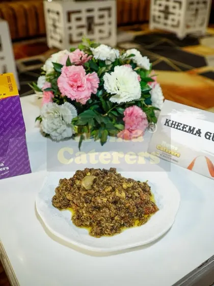 Our Kheema Gurda, beautifully presented and ready to be enjoyed. We pay attention to every detail, from the food to the floral arrangements.