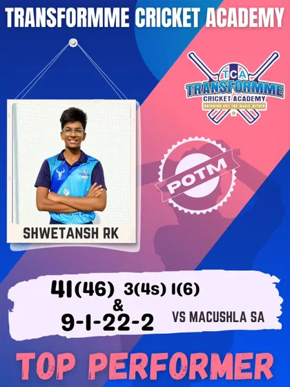 Shwetansh's Player of the Match performance, excelling with both bat and ball.