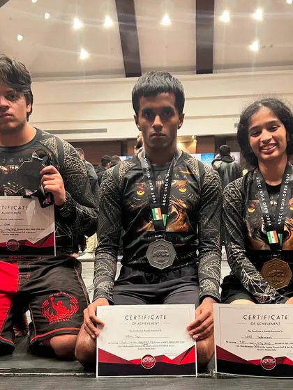 Our fighters displaying their medals and certificates after a grueling ADCC submission fighting tournament. Success is the result of preparation, hard work, and learning from every match.