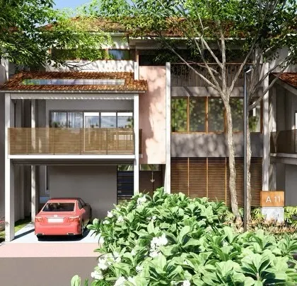Beauty is in simplicity. The facade of this villa showcases a harmonious rhythm of materials and proportions, from the tiled roof to the clean lines of the balconies.