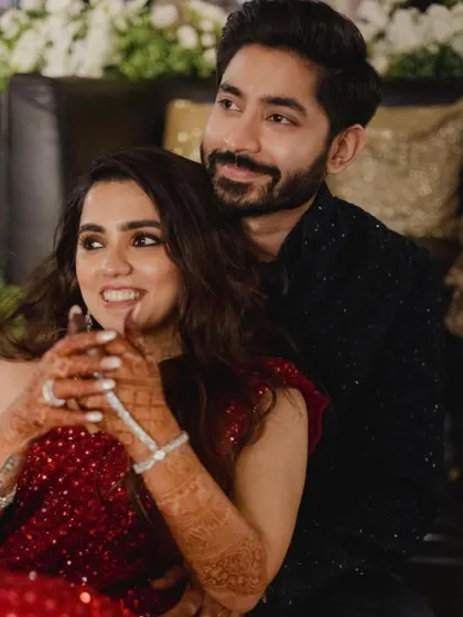 A candid moment of the couple enjoying their Sangeet night. Their smiles and connection are what make every event we plan truly special.