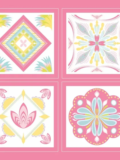 More pattern variations from the 'Pavé Pop' series. I enjoy exploring different combinations of shapes and colours within a single theme to provide a versatile set of coordinating designs.
