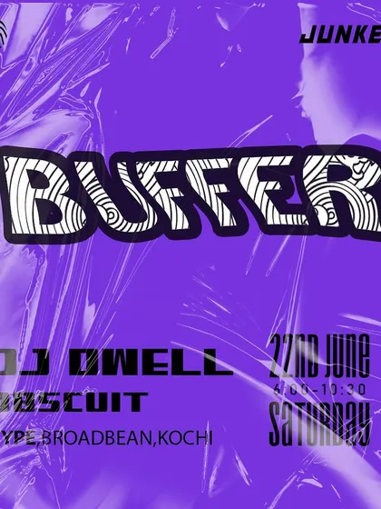 The flyer for 'BUFFER' in Kochi, where I played a set of breaks, electro, and dnb.