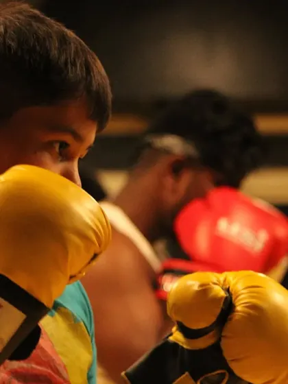 Ryan, one of our young bumblebees, always buzzing with energy. He's learning to channel that energy into focused punches and sharp movements.