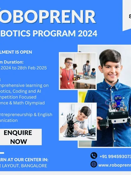 Enrollment is open for our 2024 Robotics Program, a comprehensive course focused on robotics, coding, AI, and competition preparation.