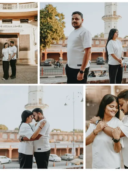 This collage captures the casual and comfortable love between a couple as they explore different spots around Jaipur's city center.