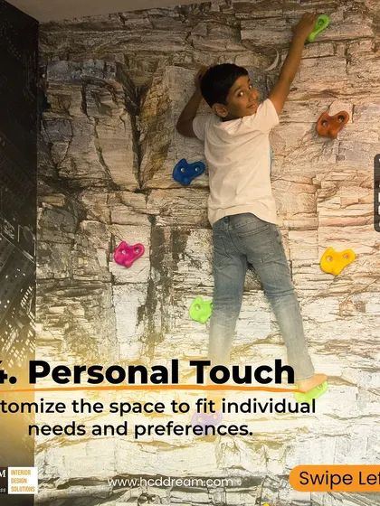 Another shot of the exciting rock-climbing wall, a perfect example of how we customize spaces to fit individual needs and preferences, especially for our youngest clients.