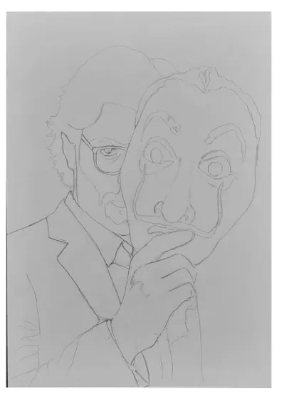The 96-hour process of drawing El Professor. These images show the careful work of capturing his likeness and the iconic Dali mask.