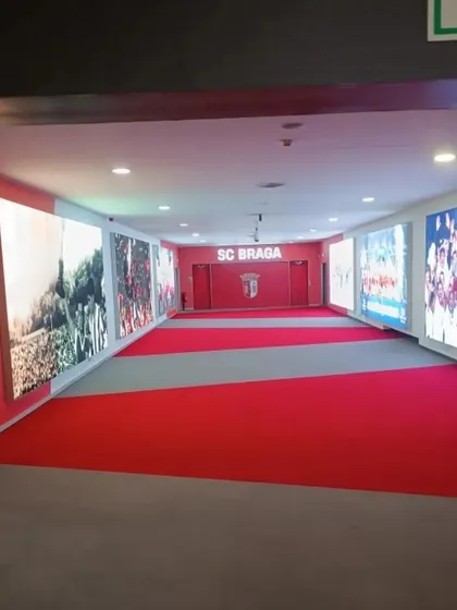The player tunnel at the SC Braga stadium, a glimpse into the professional football environment our player Sunay experienced in Portugal.