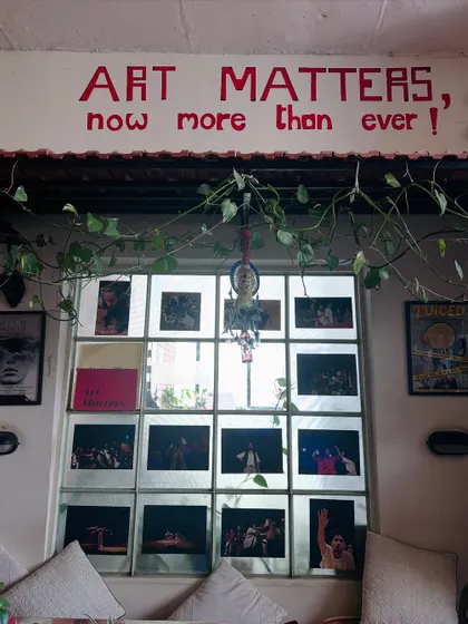 "ART MATTERS, now more than ever!" This message is at the heart of our studio's philosophy, surrounded by photos of our community in action.