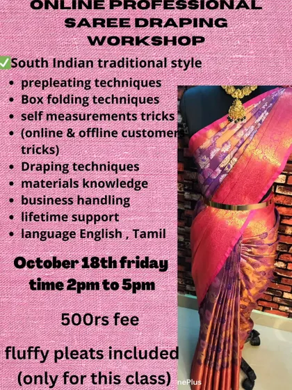 This flyer highlights lifetime support and fluffy pleats included as a bonus for the class.