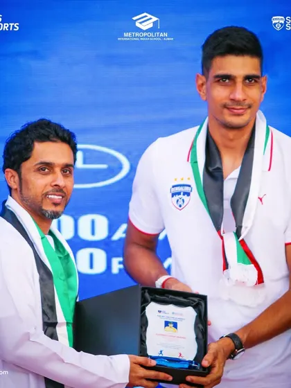 BFC and India goalkeeper Gurpreet Singh Sandhu is honored at the launch event in Ajman.