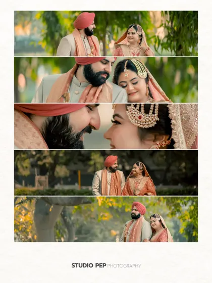 A multi-panel collage showcasing a series of intimate and romantic moments between Ishita and Dipender.