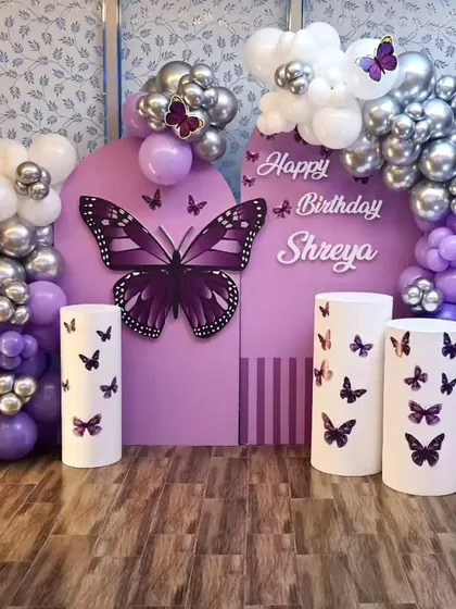 My butterfly and fairy themes range from delicate and pastel to bright and bold. I use elements like light-up wings, custom signage, and floral accents to create an enchanting atmosphere.
