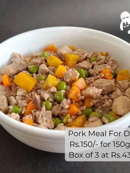 Our Pork Meal is a fantastic rotational protein, offering a different flavor profile to keep your dog excited for mealtime. It's mixed with pumpkin, carrots, and peas for a balanced diet.