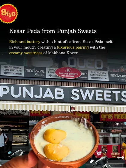 Rich and buttery with a hint of saffron, Kesar Peda melts in your mouth. It creates a luxurious pairing with the creamy sweetness of our Makhana Kheer.