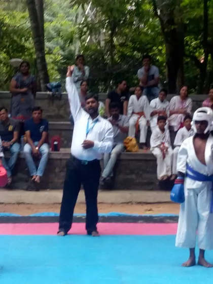 Action from a local Kyokushin tournament. I often serve as a referee, ensuring fights are conducted with respect and adherence to the rules of full-contact karate.