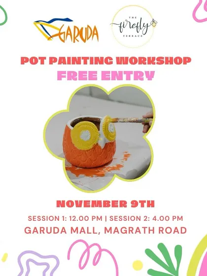We're hosting a free pot painting workshop at Garuda Mall! It's a great opportunity to unleash your creativity, decorate a pot, and take your new creation home with you.