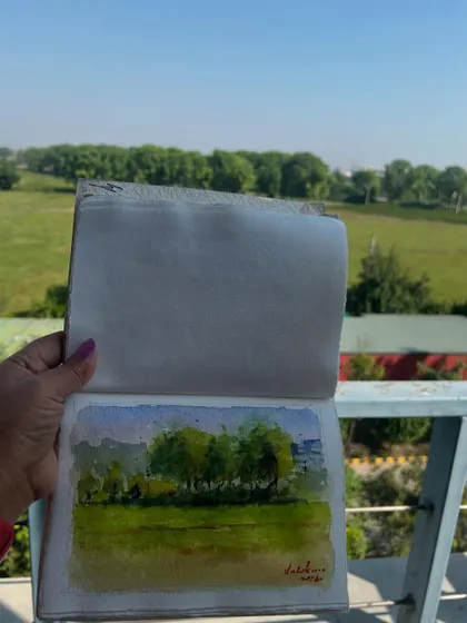 Another view of my quick landscape sketch, capturing the view from the terrace.
