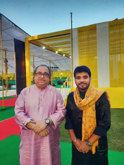With the legendary Sarod Maestro Padmashree Pandit Tejendra Narayan Majumdar ji before our 'Music in the Park' concert in Delhi. His presence is always a blessing.