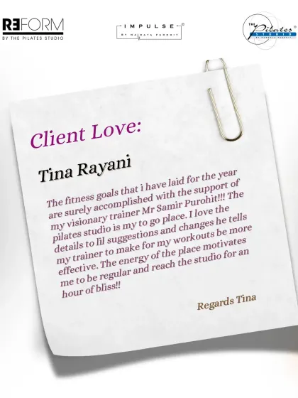 Client Tina Rayani shares how she is accomplishing her fitness goals with the support of her visionary trainer, Mr. Samir Purohit, and the motivating energy of the studio.