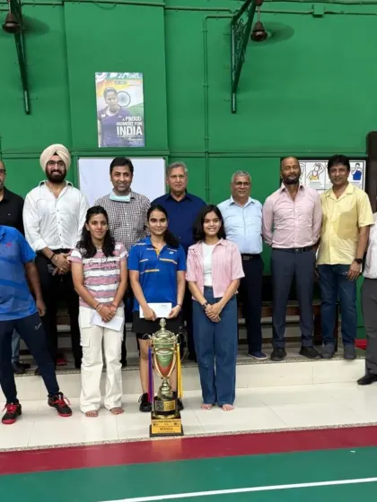 The Chembur Gymkhana Committee felicitating our coaching students for their outstanding achievements at the Kanji and Ullal Cup Interclub Badminton Tournament.