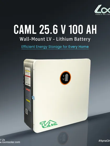 Efficient energy storage for every home. The CAML 25.6V 100Ah low-voltage lithium battery is a compact and smart solution for reliable power backup.