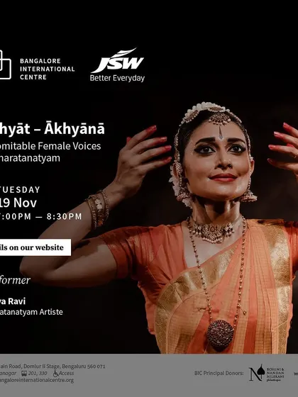 This poster for *Akhyāt – Ākhyānā* hints at the breadth of the work, featuring poetry from India's first female teacher, Savitribai Phule, to the existential questions of Buddhist nuns.